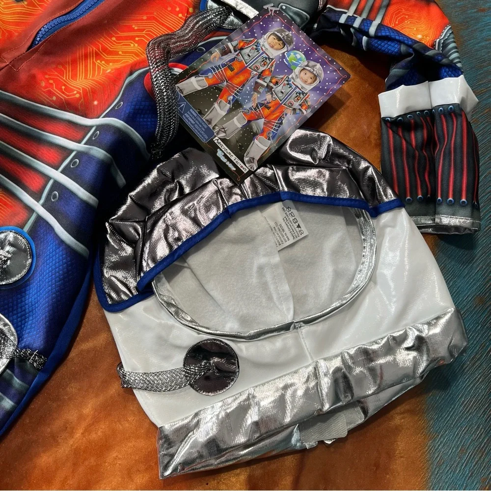 NWT Astronaut Space Explorer Costume orange silver include soft helmet 3
